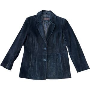 Vintage Siena chocolate brown suede jacket two button closing Large